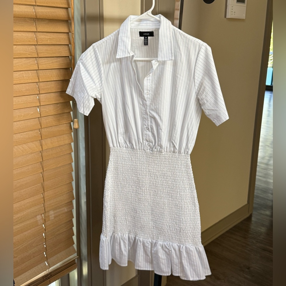 AQUA White Striped Mini Dress